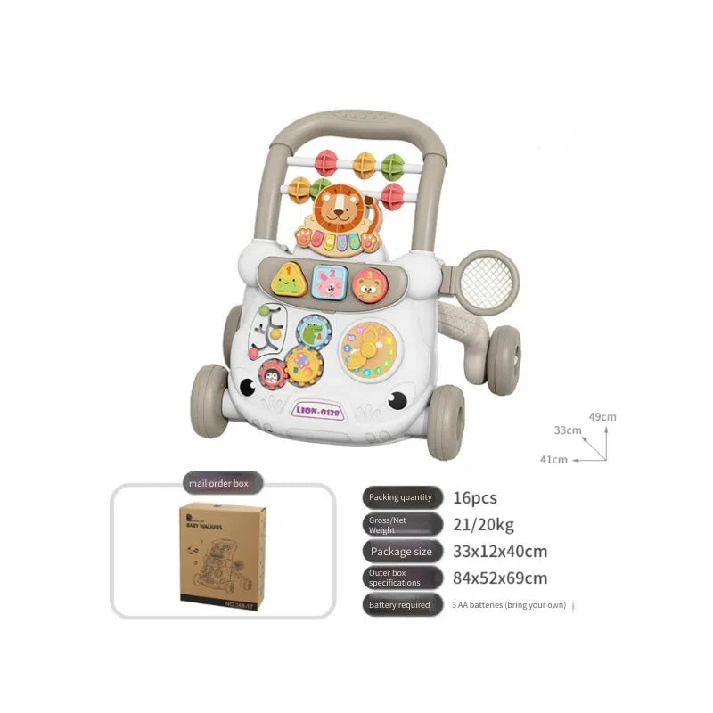 Baby Walker Toy Infant Music Learning Walking Trainer Anti-Tip Multifunctional Push Assist Wheels Activity Stroller for Toddlers