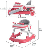 3 in 1 Foldable Baby Walker Anti Tip Toddler Push Walker with Removable Feeding Tray No Battery Anti O Leg