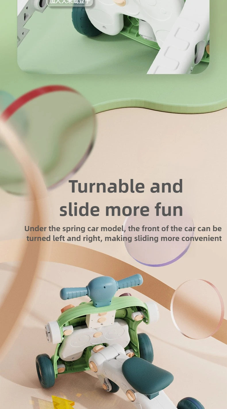 Multifunctional Baby Stroller & Walker - Foldable Portable Hand-Slide Learning Toy with Anti-Tip Design with Music & LED Lights