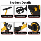 4 in 1 Mode Baby Tricycle Sturdy Detachable Kids Bicycle with Push Handle Multifunctional Toddler Balance Bike For 1-4 Years Old