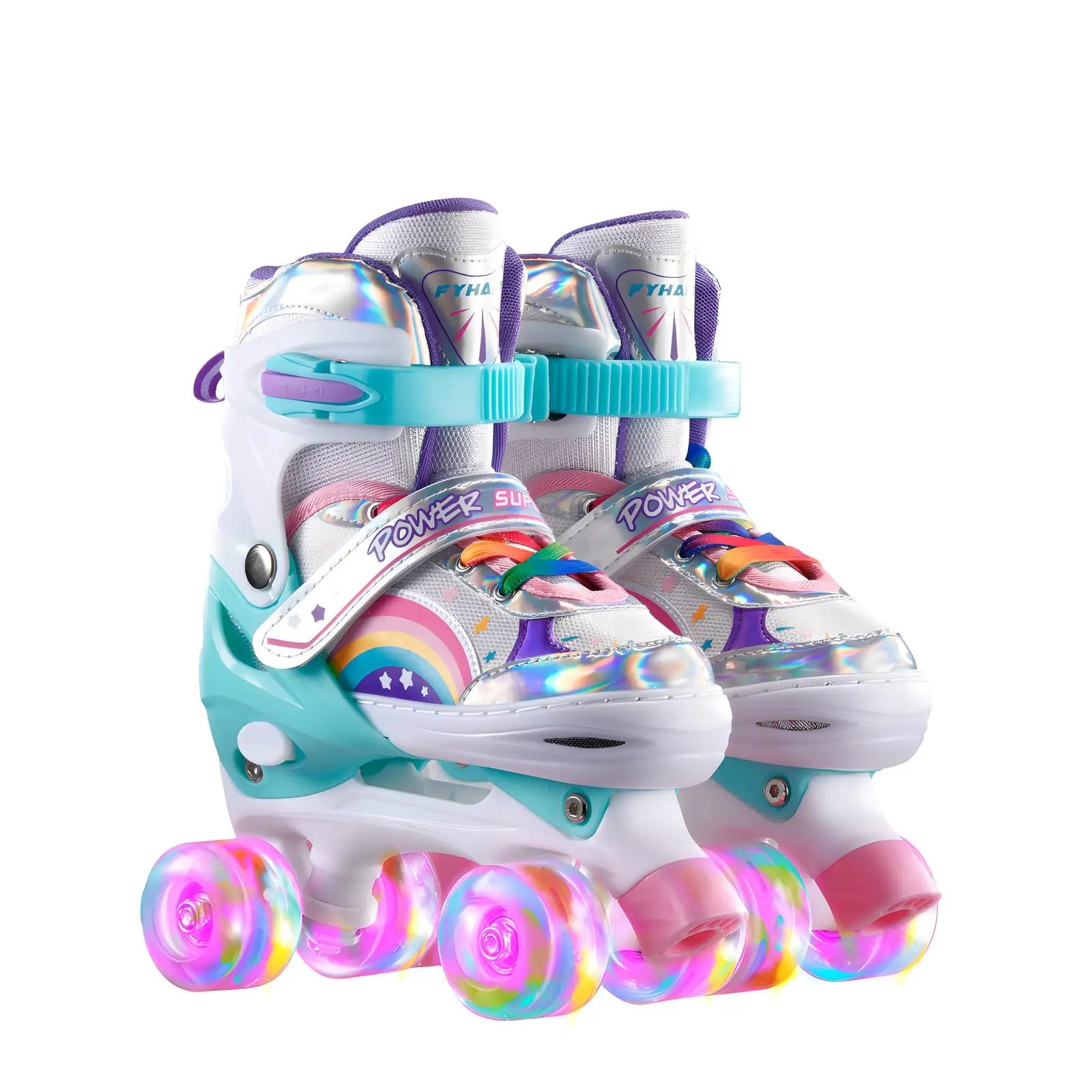 Boys Girls Kids Skates Children Roller Skates Skating Shoes PU Flashing 4 Wheels Roller Skates Sliding Adjustable Quad Sneakers