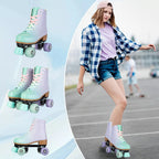 size 32 -41 Leather Double Row Roller Skates Inline Skate Shoes 4 Wheels Sneakers Women Men Adults Outdoor Sports Ice Skating