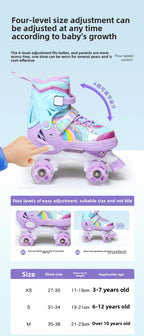 Children's Roller Skates2-12Beginner's Colorful Four-Wheel Flashing Roller Skates for Boys and Girls