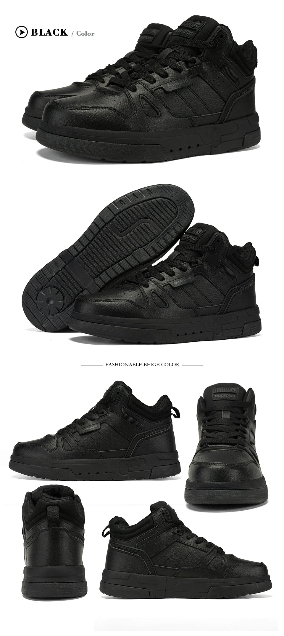 Baasploa Men Winter Sneakers Casual Skateboard Shoes for Men Comfort Plush Warm Cotton Shoes Non-Slip Outdoor Male Sneakers