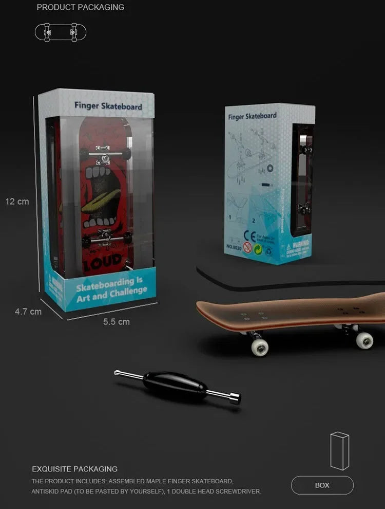 Lightweight Finger Skateboard with 5-ply Maple Deck and Bearing Wheels Toys for Boys