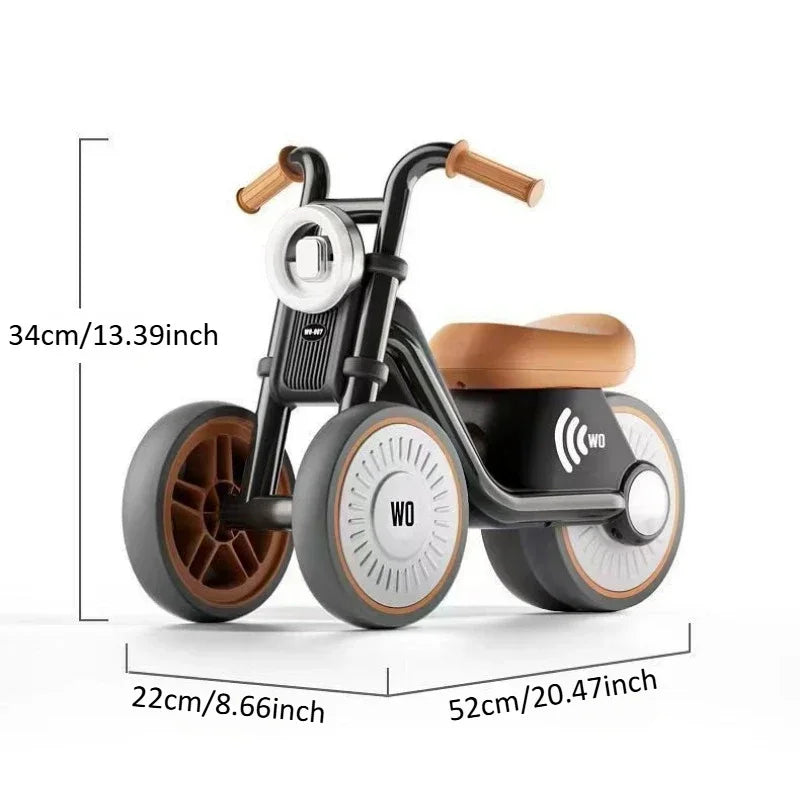 Kids Balance Bike Ride-on Motorcycle Toddler Balance Bike with Music & Lights Sturdy Non-Tip Design Quiet Wheels for Boys Girls