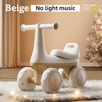 Cute 4 Wheels Baby Balance Bike with Music & Light Cartoon Mini Walker Balancing Sturdy Anti-slip Kids Scooter For 1-3 Years Old