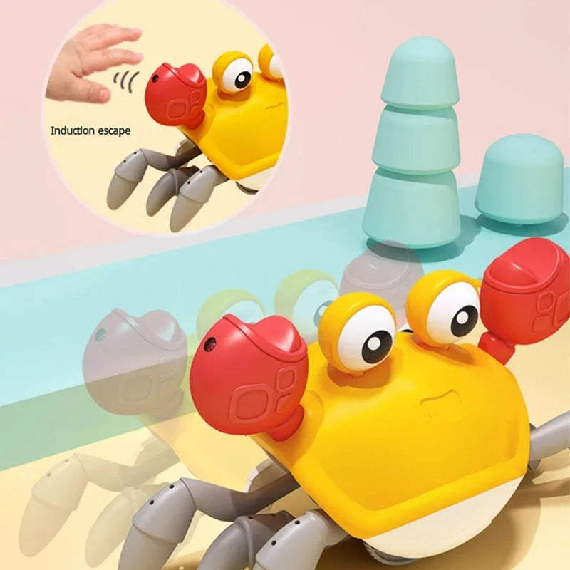 Induction Escape Crab Electric Pets Musical Toys Toddler Crawling Baby Walker Crab Interactive Toys for Children Gifts