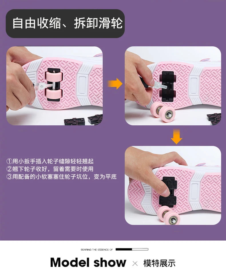 Roller Skate Shoes Kids Snickers With Wheels Children Rollerskates Fashion Outdoor Sports Shoes Girls Boys Gifts For Kids