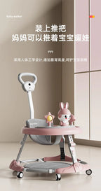 Baby Walker 7-speed Adjustable Music Multi-function Anti-O-leg Anti-rollover Folding Baby Walker for 6-18 Months