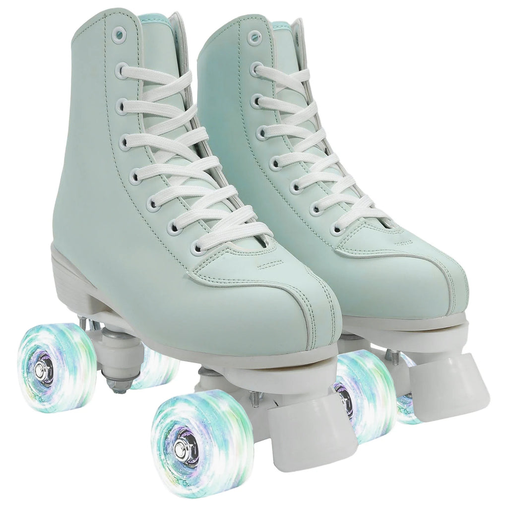 size 32 -41 Leather Double Row Roller Skates Inline Skate Shoes 4 Wheels Sneakers Women Men Adults Outdoor Sports Ice Skating