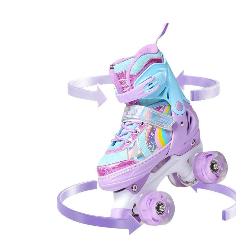 Children's Roller Skates2-12Beginner's Colorful Four-Wheel Flashing Roller Skates for Boys and Girls