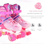 the Skating Shoes Children Beginners Baby Double Row Four-Wheel Boys Girls Roller Kids Skates