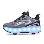 LED Lights Kids Roller Skate Shoes Detachable Boys Girls With 4 Wheels Running Deformation Adults Casual Parkour Skating Shoes