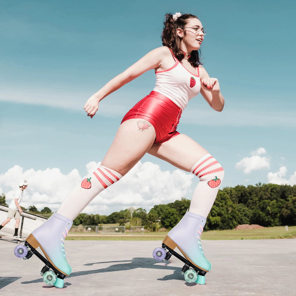 size 32 -41 Leather Double Row Roller Skates Inline Skate Shoes 4 Wheels Sneakers Women Men Adults Outdoor Sports Ice Skating