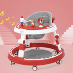 Foldable and adjustable baby multi-function walker Newborn learning cart with music with wheels and seats