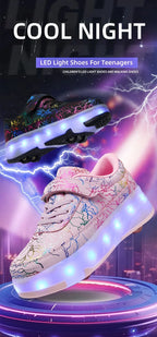 4 Wheel Dual-Use Roller Skates With Detachable Wheels,Sneakers, Boys And Girls Shoes With Wheels,Speed Skate