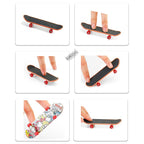 Luminous Metal Bridge Finger Skateboard Set Frosted Surface Mini Random Pattern Finger Skateboard with Light Set Kid Toy Gifts