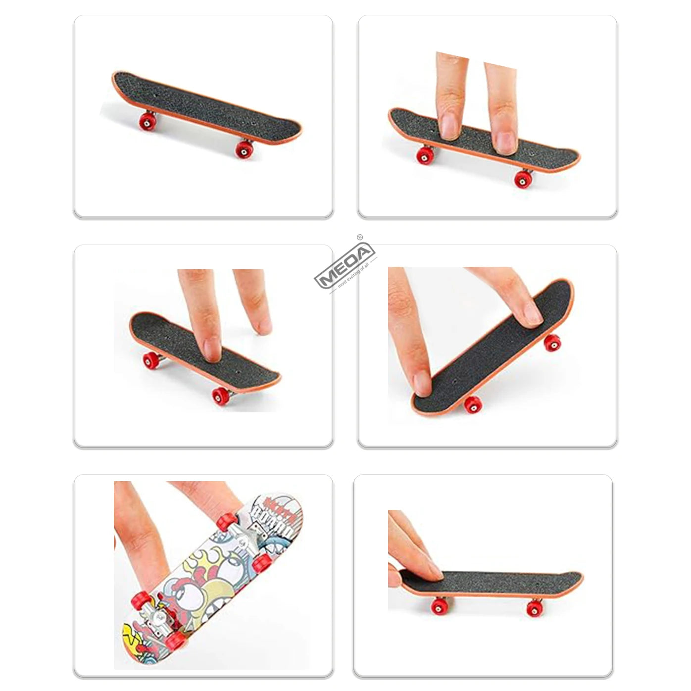 Luminous Metal Bridge Finger Skateboard Set Frosted Surface Mini Random Pattern Finger Skateboard with Light Set Kid Toy Gifts