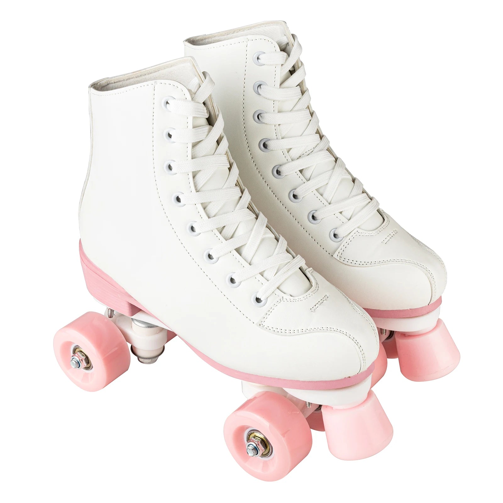 size 32-40 White Roller Skates for Women PU Leather Sneakers Flash Wheels Shoes for Beginners Teens for Woman Girls Boys Adult