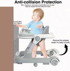 3 in 1 Foldable Baby Walker Anti Tip Toddler Push Walker with Removable Feeding Tray No Battery Anti O Leg