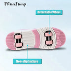 4 Wheel Dual-Use Roller Skates With Detachable Wheels,Sneakers, Boys And Girls Shoes With Wheels,Speed Skate