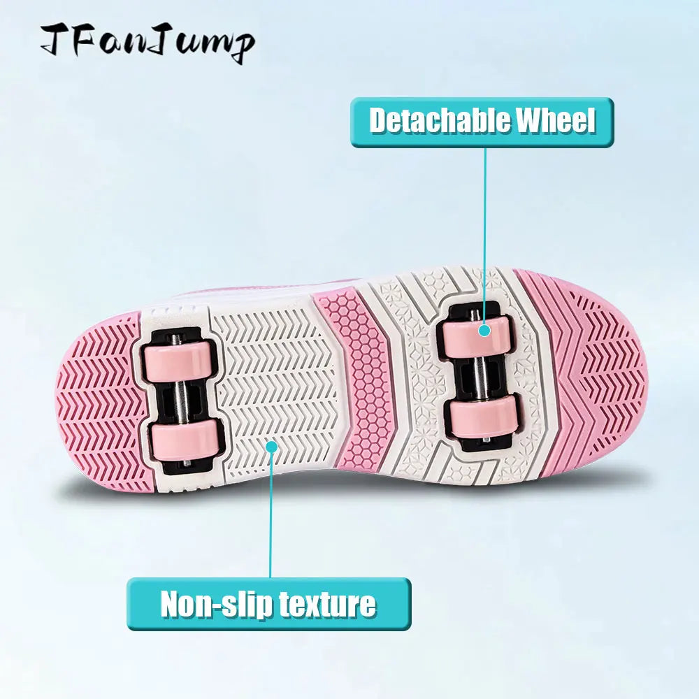 4 Wheel Dual-Use Roller Skates With Detachable Wheels,Sneakers, Boys And Girls Shoes With Wheels,Speed Skate