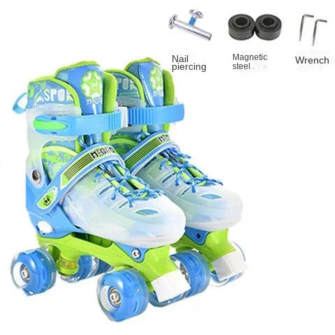 the Skating Shoes Children Beginners Baby Double Row Four-Wheel Boys Girls Roller Kids Skates