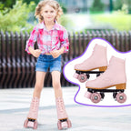 Pink Purple Blue Women Double Row Roller Skates Leather Breathable 4 wheel Sliding Skating Rollers sneakers size 31 32 33 34 35