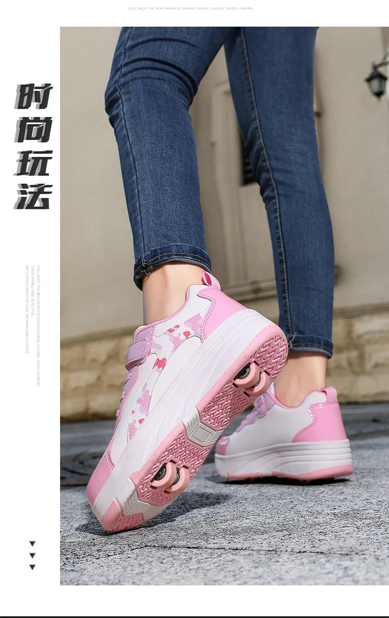 Roller Skate Shoes Kids Snickers With Wheels Children Rollerskates Fashion Outdoor Sports Shoes Girls Boys Gifts For Kids