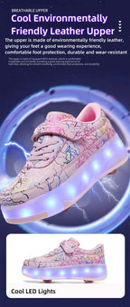 4 Wheel Dual-Use Roller Skates With Detachable Wheels,Sneakers, Boys And Girls Shoes With Wheels,Speed Skate