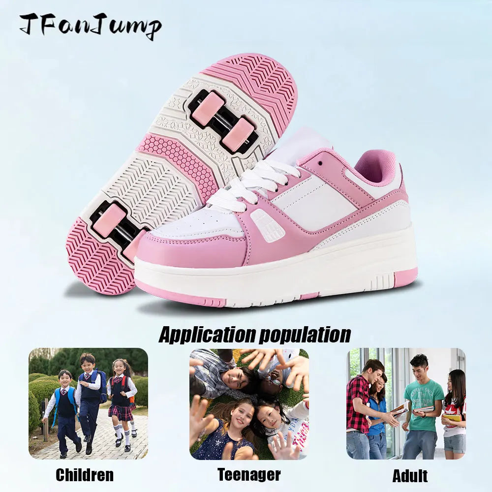 4 Wheel Dual-Use Roller Skates With Detachable Wheels,Sneakers, Boys And Girls Shoes With Wheels,Speed Skate