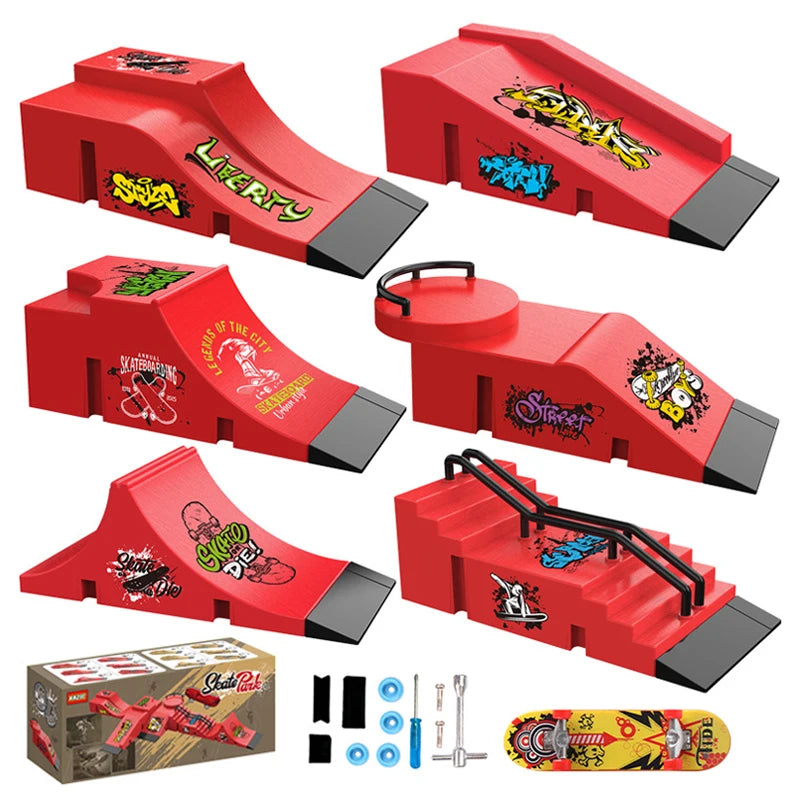 Fingertip Skateboard Children Toys Finger Sports Field Training Props Park Ramp Railings Slope Model Fingertip Skateboard Games