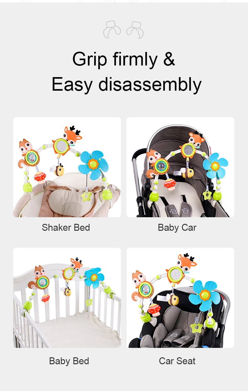 Baby Stroller Arch Mobile Adjustable Musical Cirb Mobile Toys  Versatile Activity Toy Bar for Baby Bouncer Infant Car Seat Toys