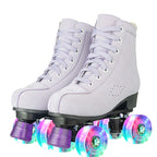 Pink Purple Blue Women Double Row Roller Skates Leather Breathable 4 wheel Sliding Skating Rollers sneakers size 31 32 33 34 35
