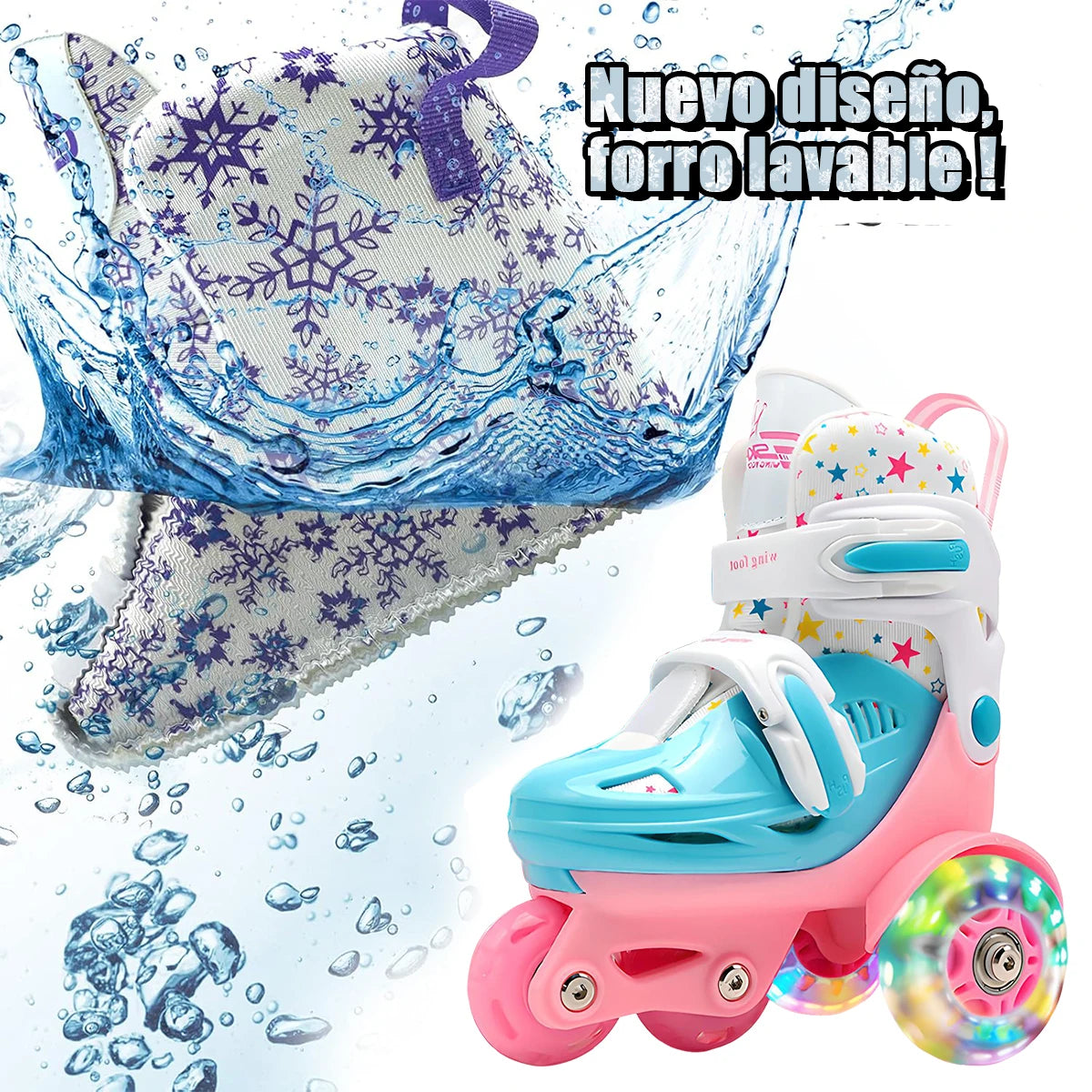 Kids Roller Skates Beginners Three-Point Roller Skates with Light up Wheels Adjustable Safety Assist Roller Skating Shoes