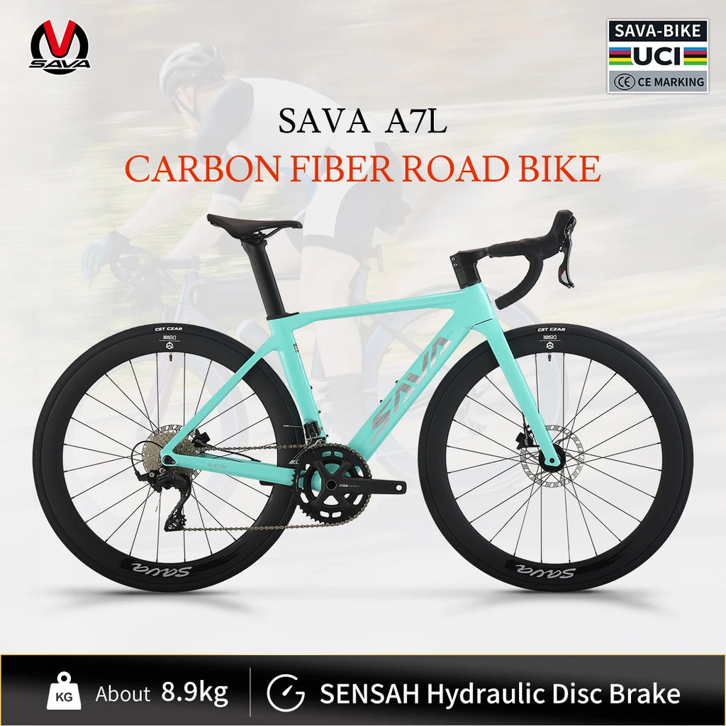 SAVA A7L Low-Priced Carbon Fiber Road Bike with SENSAH 7120 Kit 24 Speed Lightweight 8.9kg Road Bike Race Bike