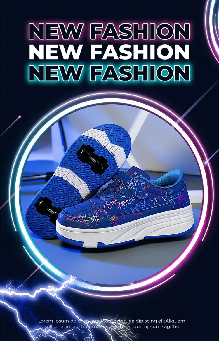 4 Wheel Dual-Use Roller Skates With Detachable Wheels,Sneakers, Boys And Girls Shoes With Wheels,Speed Skate