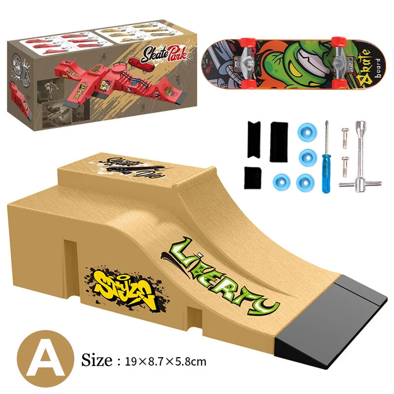 Fingertip Skateboard Children Toys Finger Sports Field Training Props Park Ramp Railings Slope Model Fingertip Skateboard Games