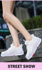 Detachable Wheel Roller Skate Shoes Children's Speed Roller Skates Boys' Sports Racing Sneaker with 2 Wheels Ice Skating Shoes