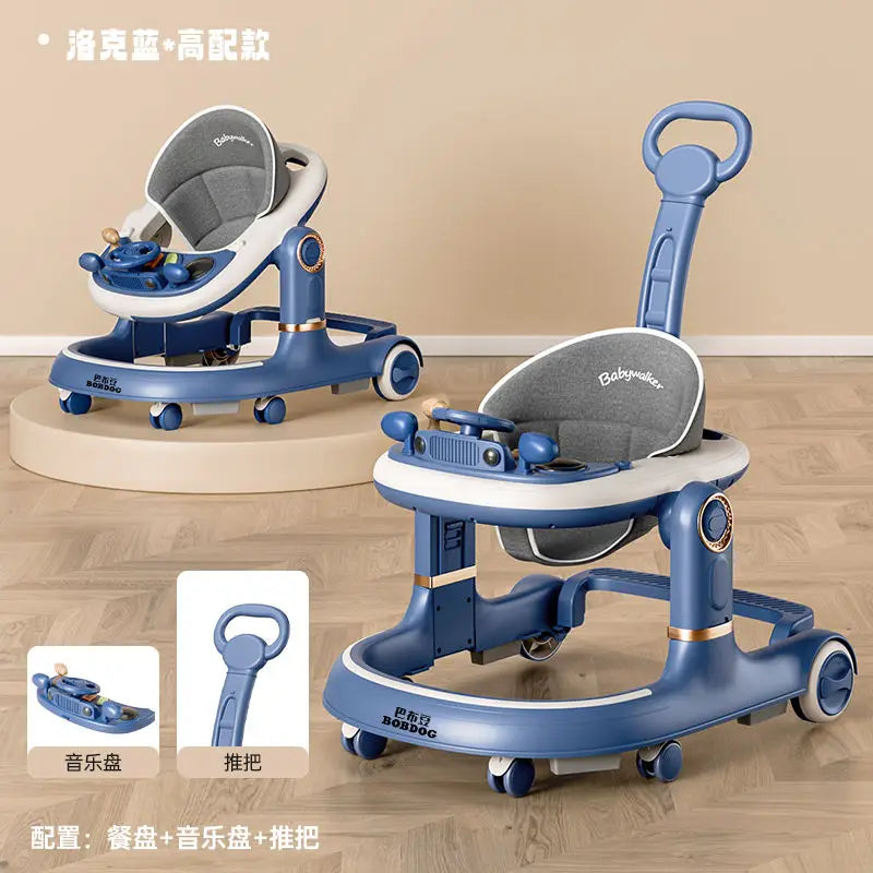 New 4-in-1 Multifunctional Baby Walker Anti-Bow Legs Anti-Tip Design 360° Swivel Silent Wheels Suitable 6-18 Months Solid Color