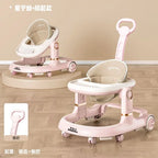 New 4-in-1 Multifunctional Baby Walker Anti-Bow Legs Anti-Tip Design 360° Swivel Silent Wheels Suitable 6-18 Months Solid Color