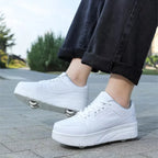 Double Row 4-Wheel Skates Roller Shoes with Wheels Dual-Purpose Racing Roller Sneakers Skateboard Shoes Speed Roller Skate Shoes