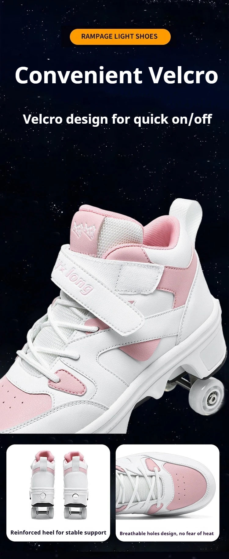 Women's High Top 4 Wheel Roller Shoes Fashionable Unisex Automatic Pop-up Sneakers With Wheels Dual-purpose Skating Casual Shoes