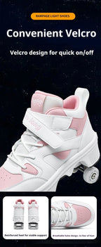 Women's High Top 4 Wheel Roller Shoes Fashionable Unisex Automatic Pop-up Sneakers With Wheels Dual-purpose Skating Casual Shoes