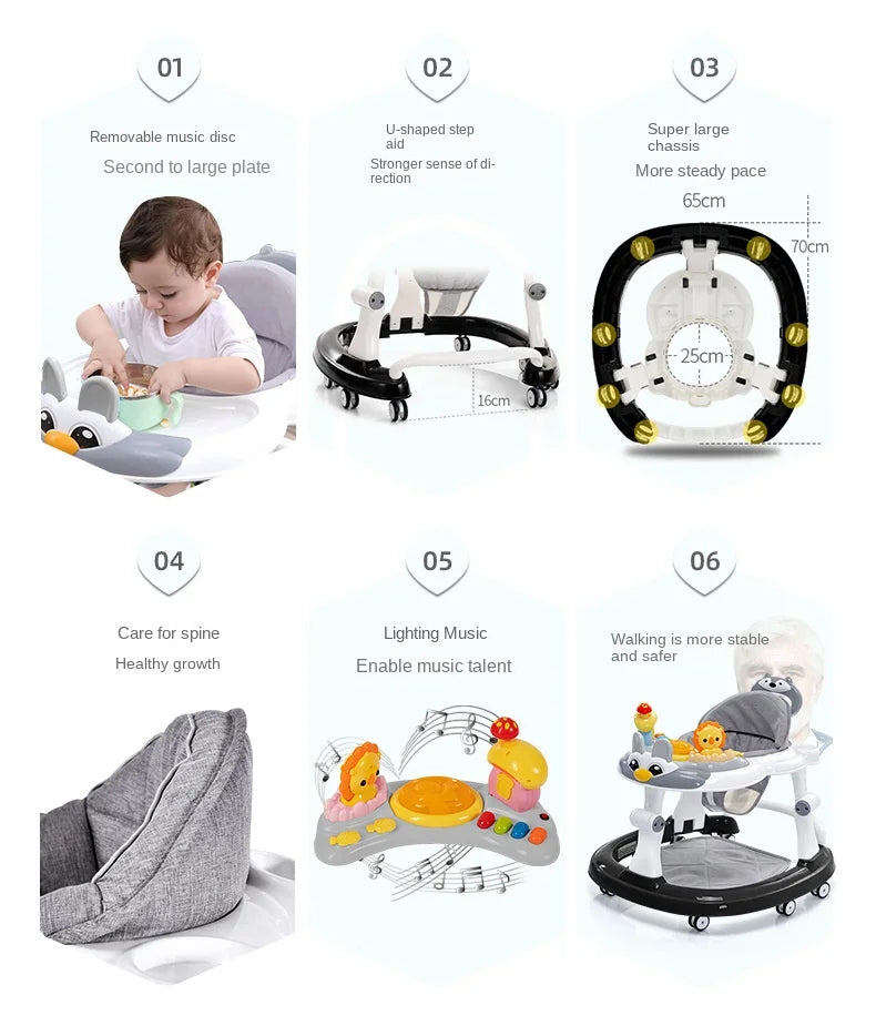 LazyChild Baby Walker Walkers For Kids With Wheels Andador Car Toddler Walker For Kids Learning Baby Wallker Music Push Handle
