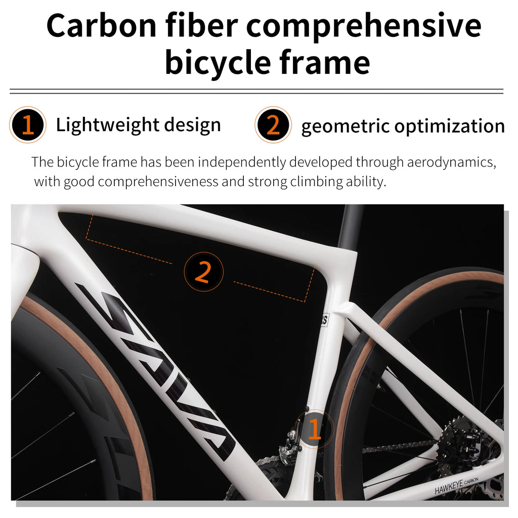 SAVA F20 Carbon Fiber Road Bike, Equipped with 105 R7120 24-Speed Groupset and Hydraulic Disc Brakes Adult Race Bike