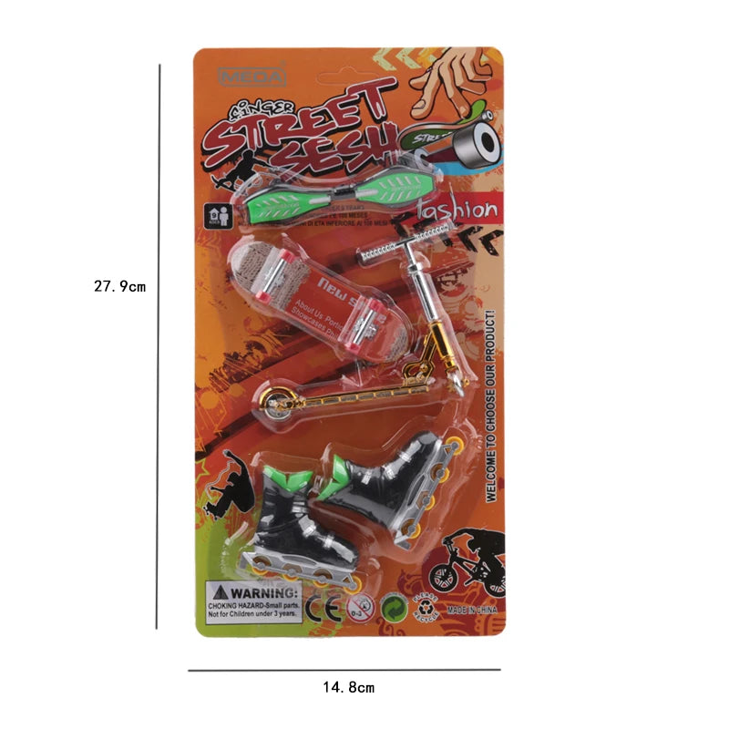 Plastic Fingerboard Toys with Scooter Roller Skating Shoes Tools Wooden Skateboard Platform Finger Skteboard Kits for Kids