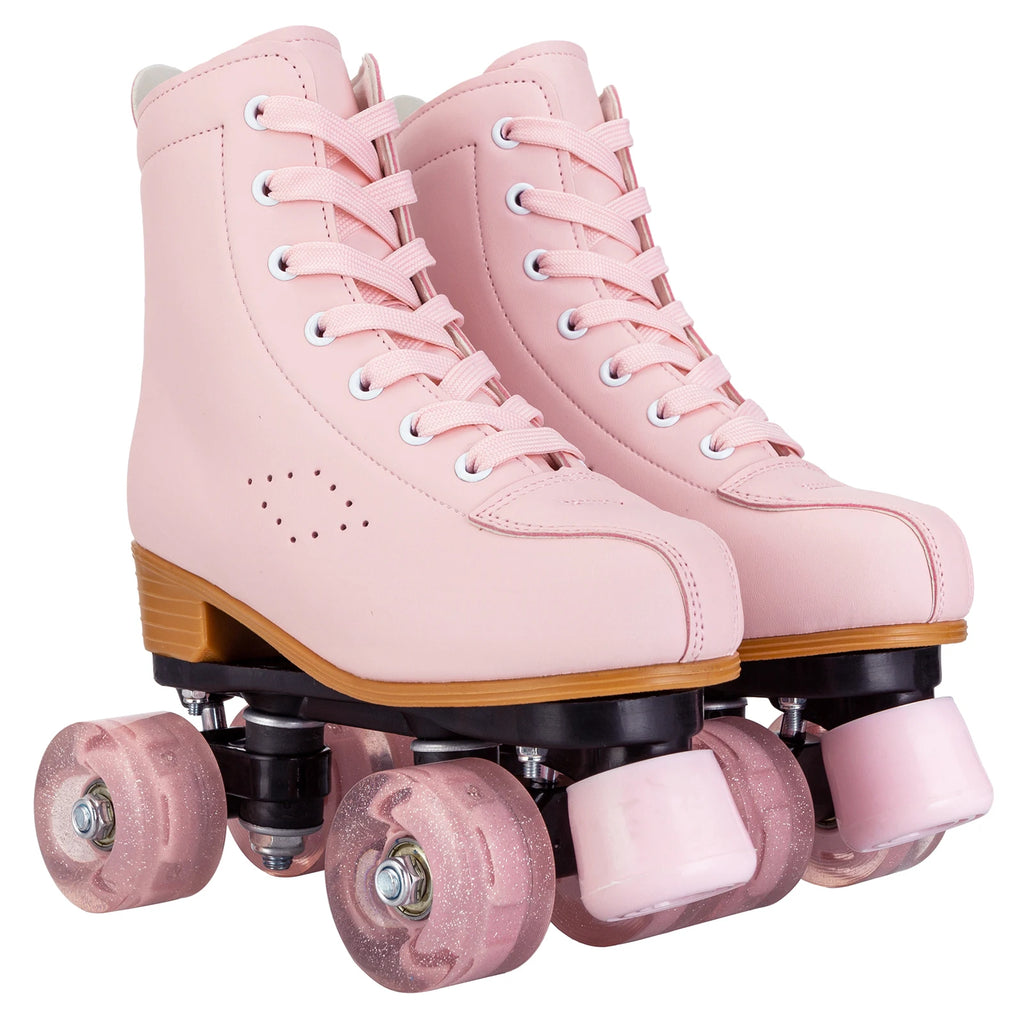 Pink Purple Blue Women Double Row Roller Skates Leather Breathable 4 wheel Sliding Skating Rollers sneakers size 31 32 33 34 35