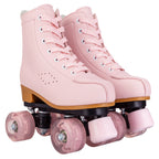 Pink Purple Blue Women Double Row Roller Skates Leather Breathable 4 wheel Sliding Skating Rollers sneakers size 31 32 33 34 35
